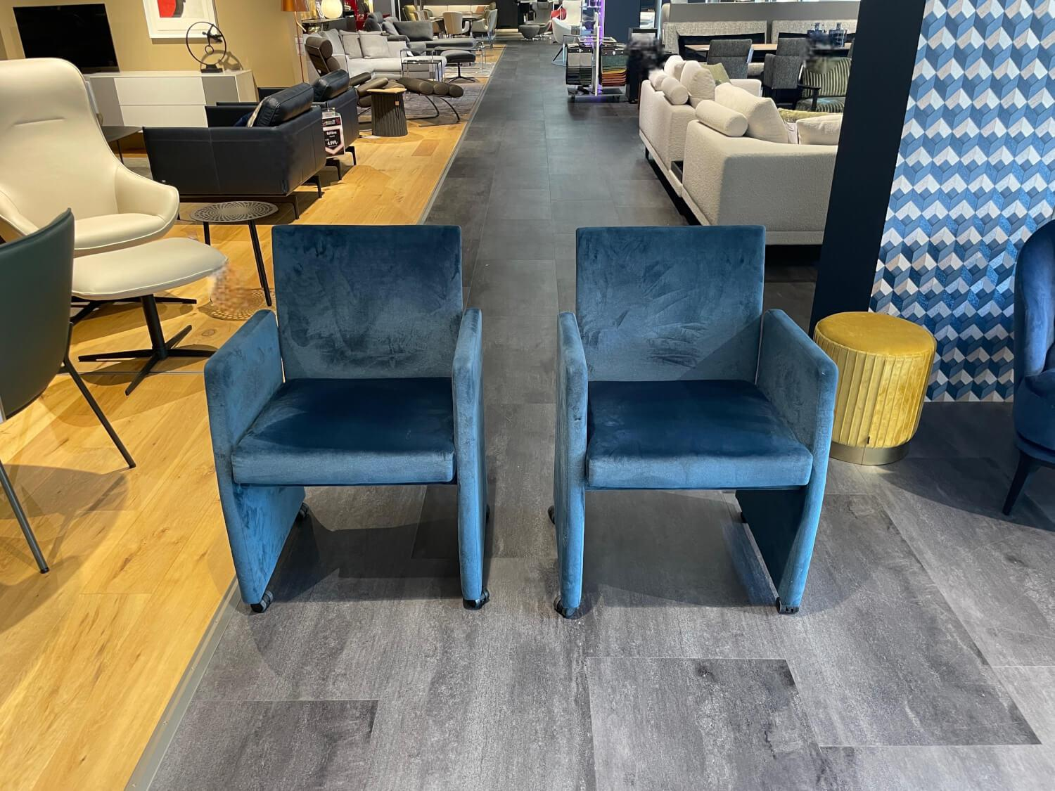 Bacher - 2er-Set Stuhl Brandon A Stoff Royalblue Blau Rahmen Lack Matt Schwarz Mit Doppelrollen Schwarz - 8