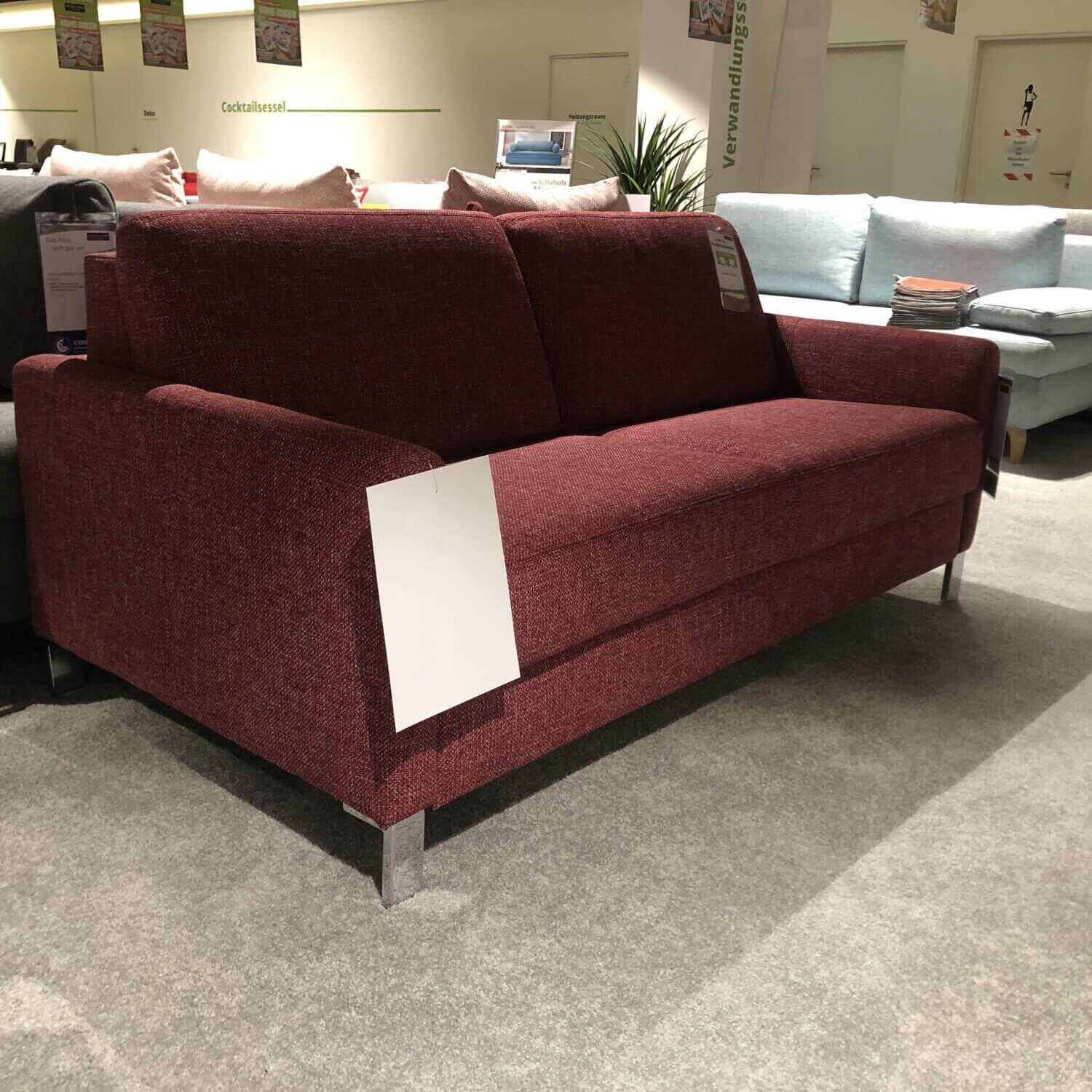 Comfortmaster - Doppelliege Evita Stoff 2-6933 Rot Fuß Chrom Liefefläche 140x195 - 6