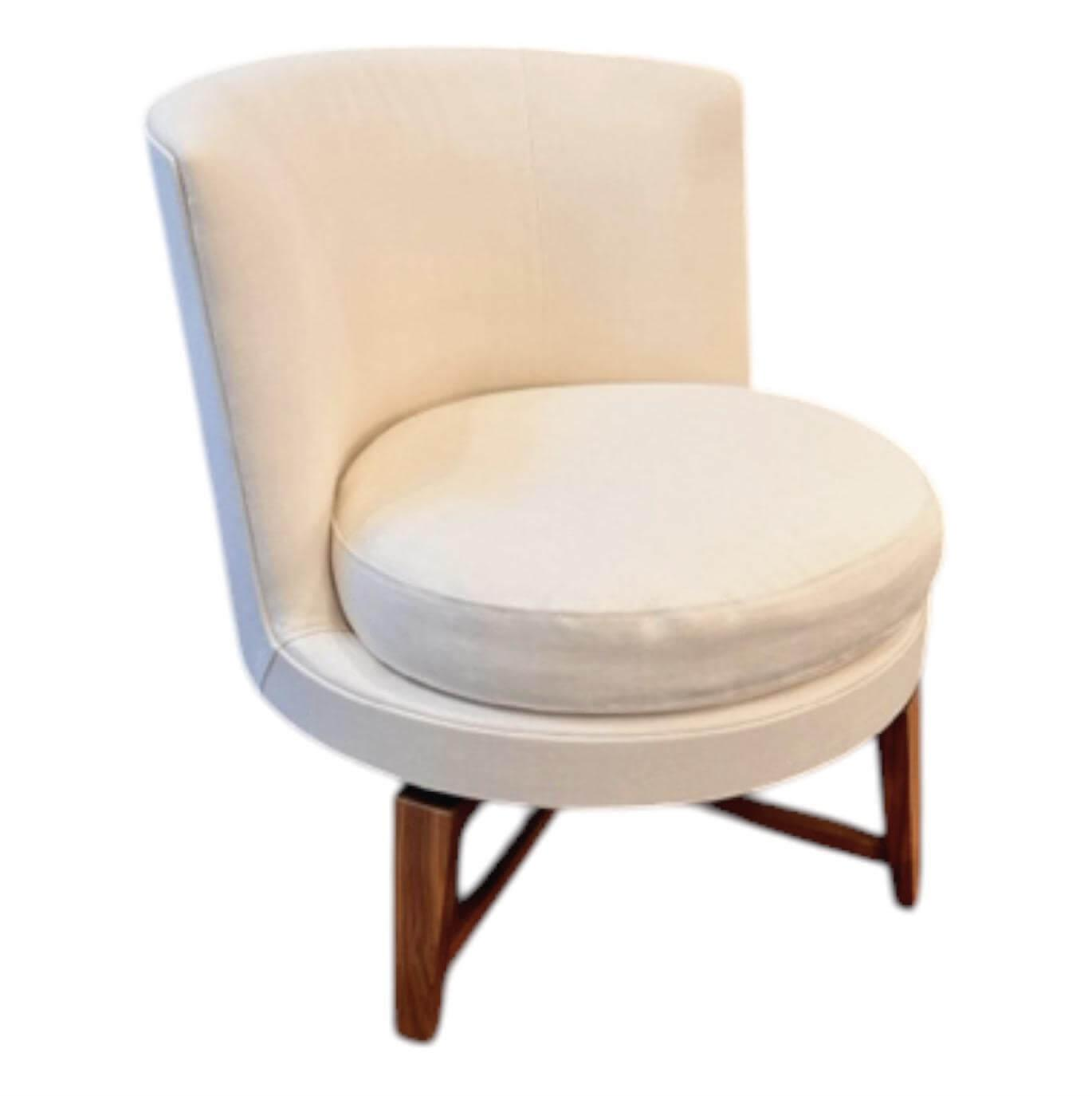 Flexform - Drehsessel Feel Good Soft Stoff Elisir Extra 408 Weiß Gestell Walnuss - 1