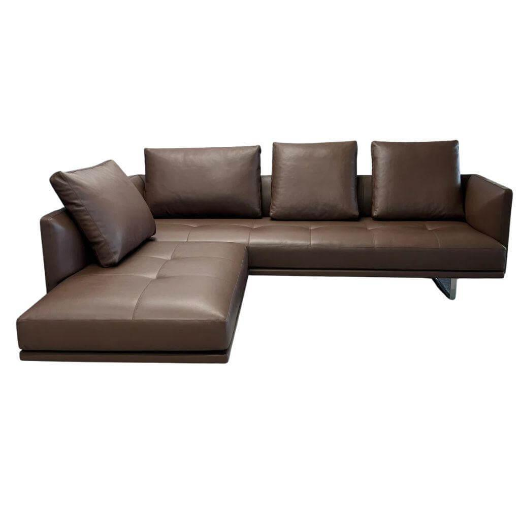 Walter Knoll - Ecksofa Prime Time Leder Elen Toffee Braun Kufen Aluminium Hochglanz Poliert - 4