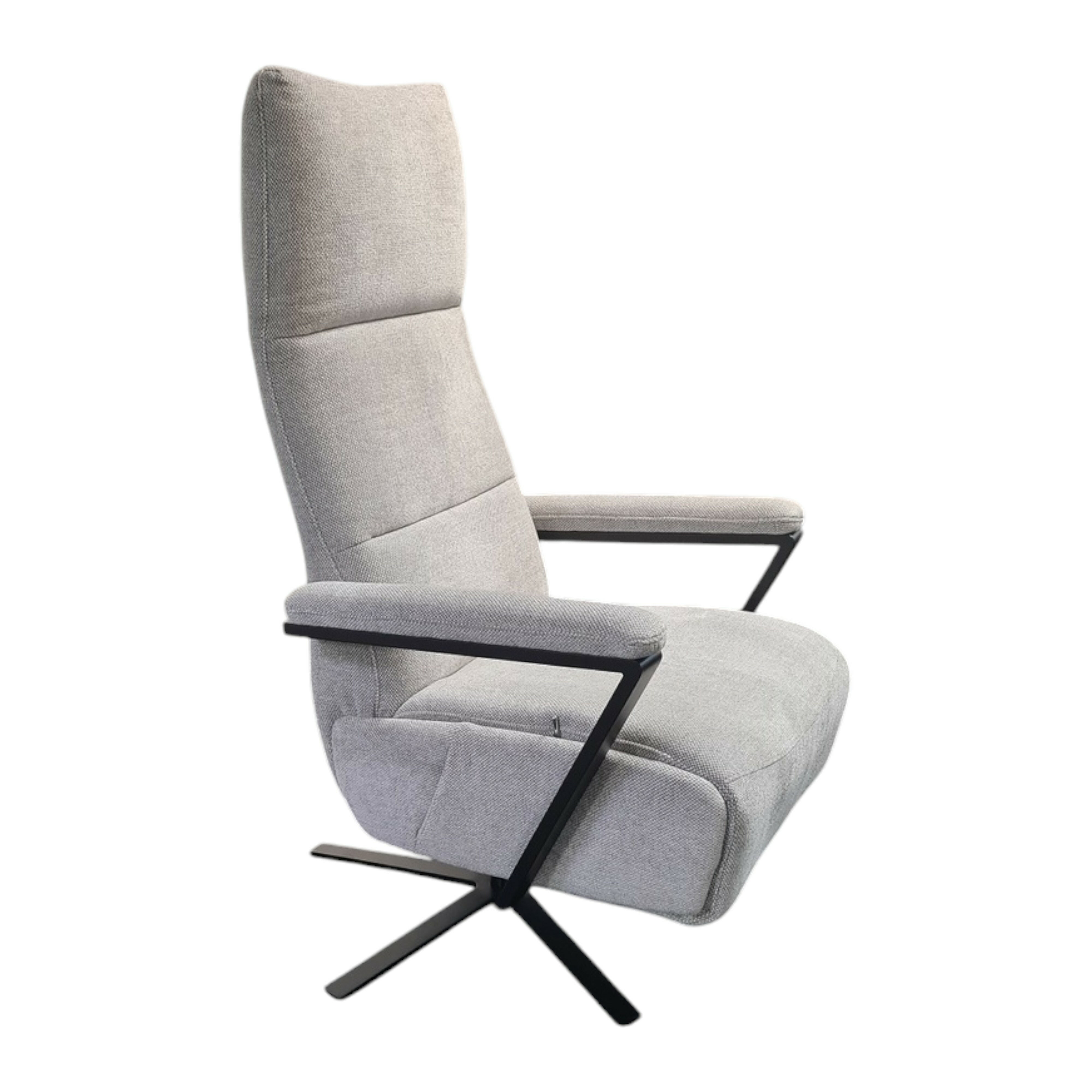 Polsteria - TV-Sessel KS23 Molda 1222 Stoff Aurin Silber 40 Sternfuß Schwarz Matt Lackiert - 1