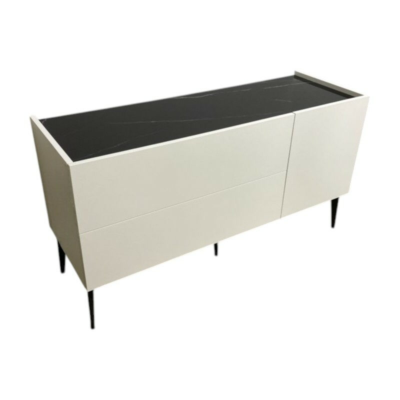 Spectral Smart Furniture - Sideboard Just Charlie Lack Snow Weiß Ablage Marmor Black Schwarz Inklusive Beleuchtung - 1