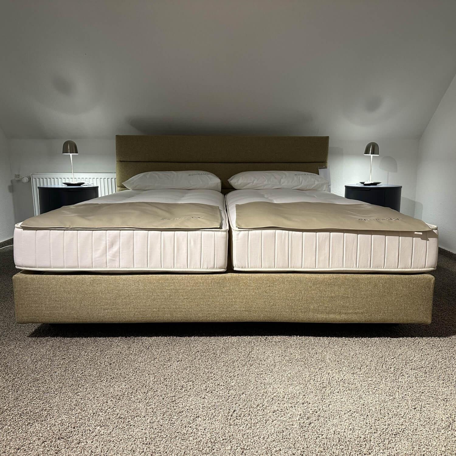 Schramm - Bett Purebeds Panel Bezug Stoff Benno 880 Curry Gelb Beige Füße Buche Schwarz Inklusive 2 Matratzen - 3