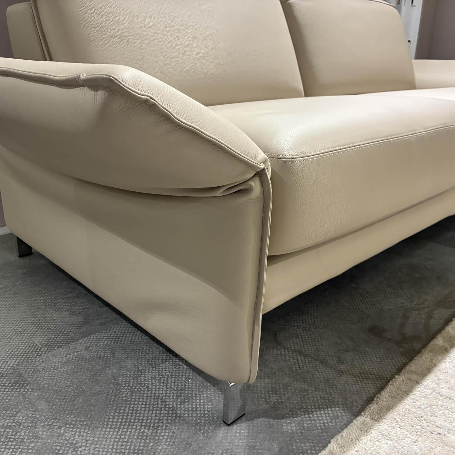 Erpo - Sofagarnitur Avantgarde 965 Leder Pearl 43.210 Beige Gestell Metall Hochglanz Verchromt - 4