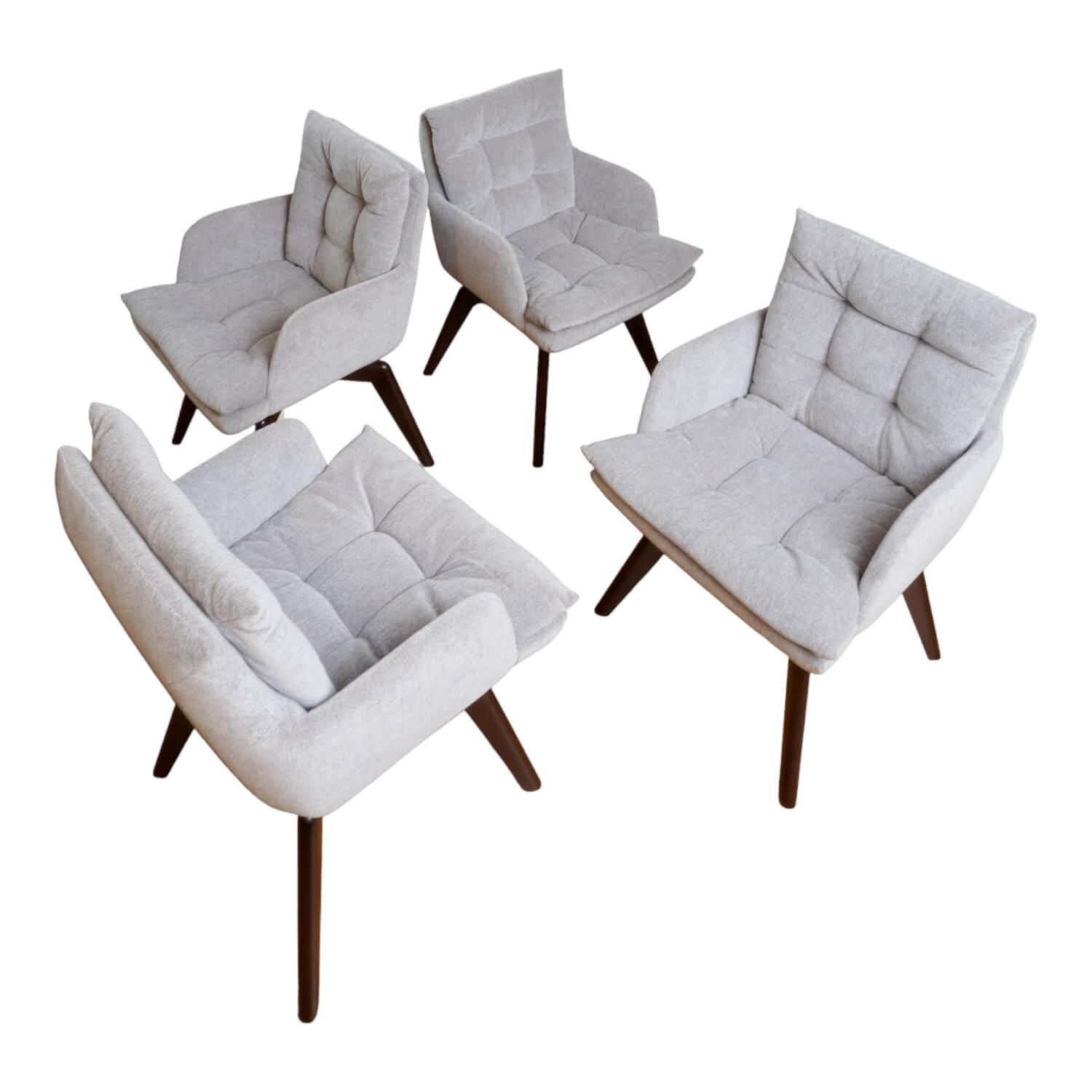 IP Design - 4er-Set Stuhl Soulmade Dining Stoff Tommy 1783-180 Grau Gestell Eiche Wengefarbig - 1