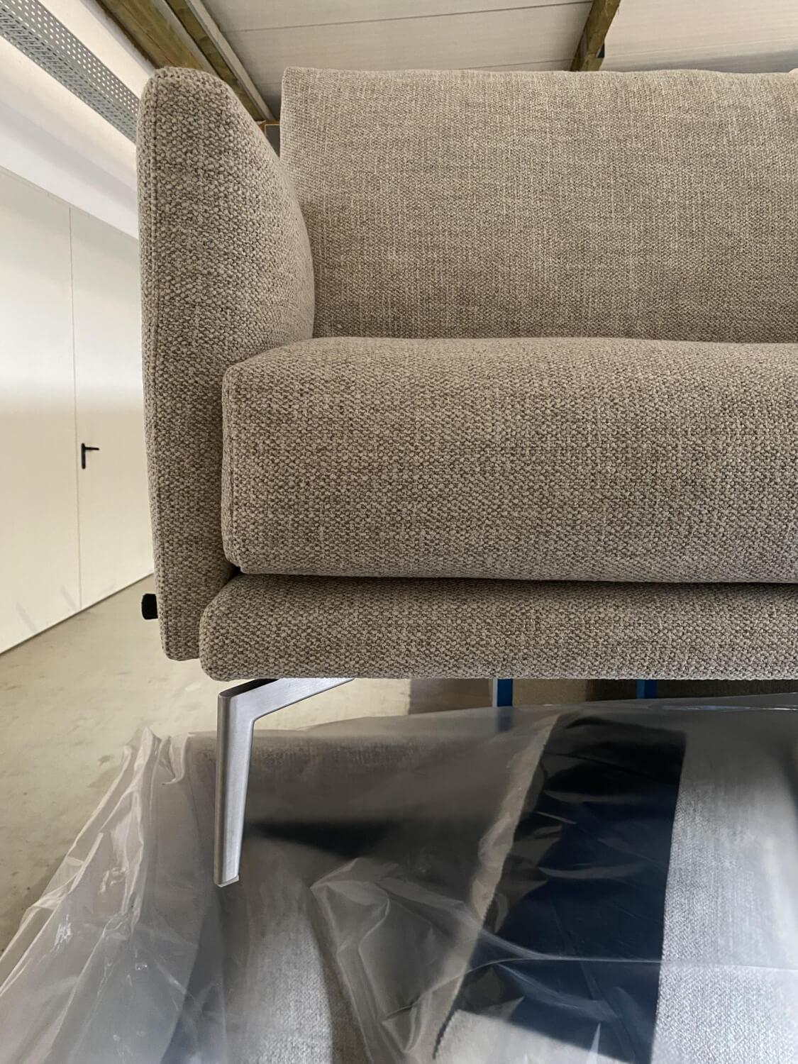 WK Wohnen - Ecksofa Göteborg In Beige-Grau Inkl. Verstellbare Kopfstützen Und Klappbares Armteil - 3