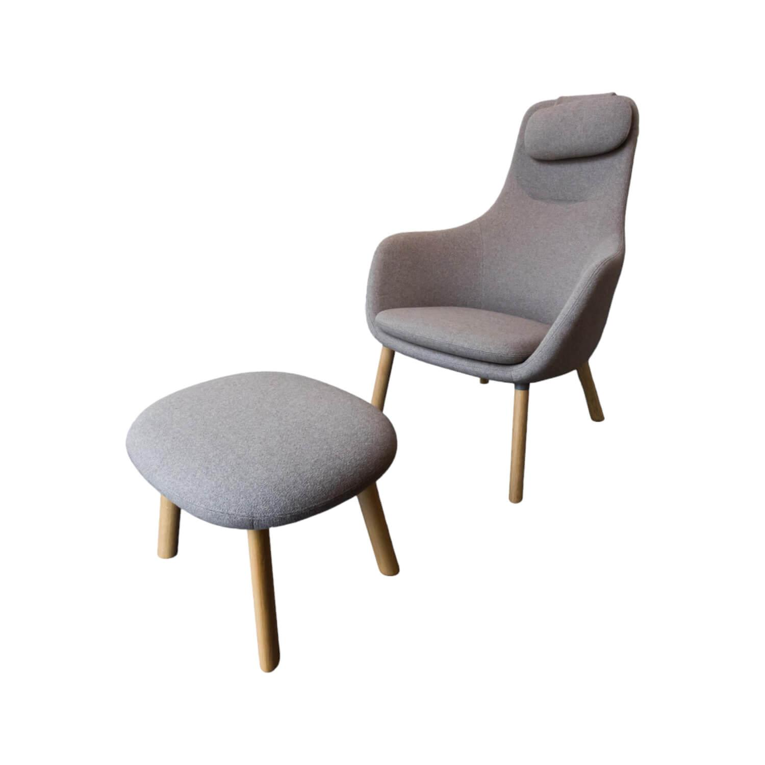 Sessel Lounge Chair Hal Stoff Dumet Sand Melange Braun Gestell Eiche mit Ottoman