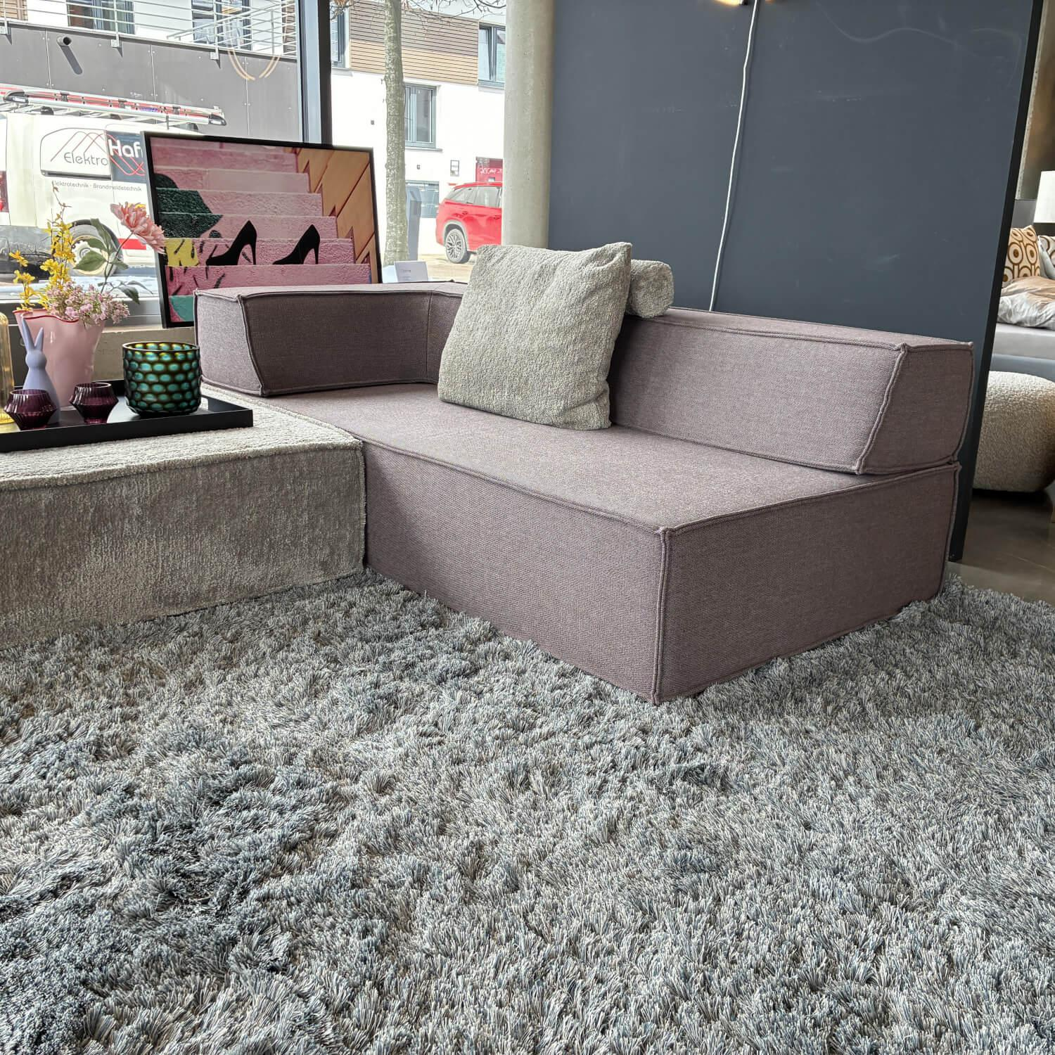 COR - Ecksofa Trio Stoff 9120 Marone Violett Und 9047 Greige Grau Beige - 14