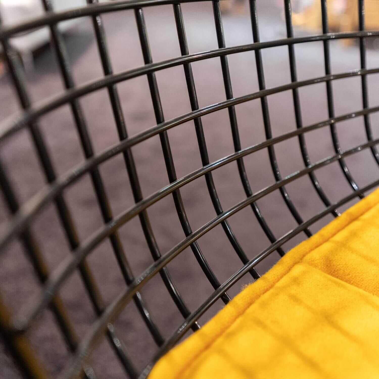 Stuhl Bertoia Rilsan schwarz mit Sitzkissen Tonus 424 gelb