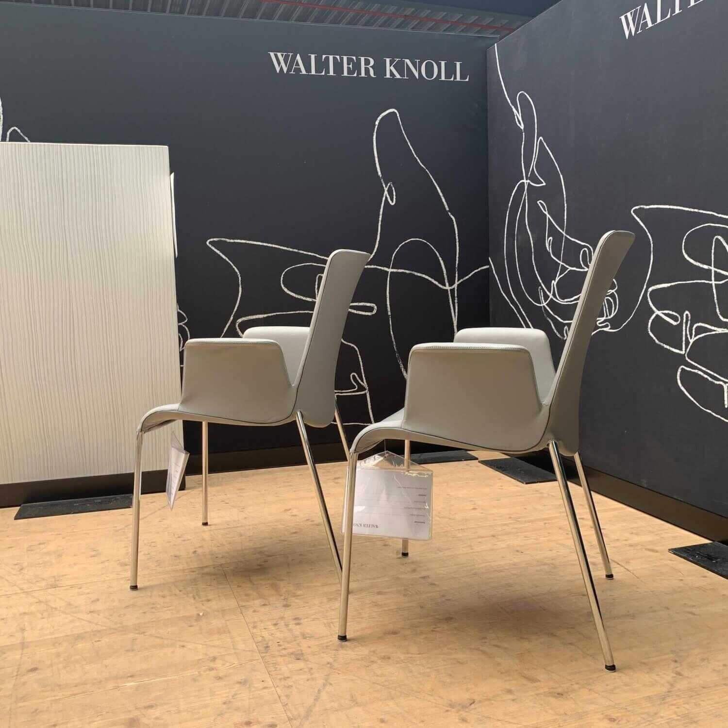 Walter Knoll - 2er-Set Liz 1300 Leder Ascot 2732 Smoke mit Armlehnen Gestell Hochglanz Verchromt - 2