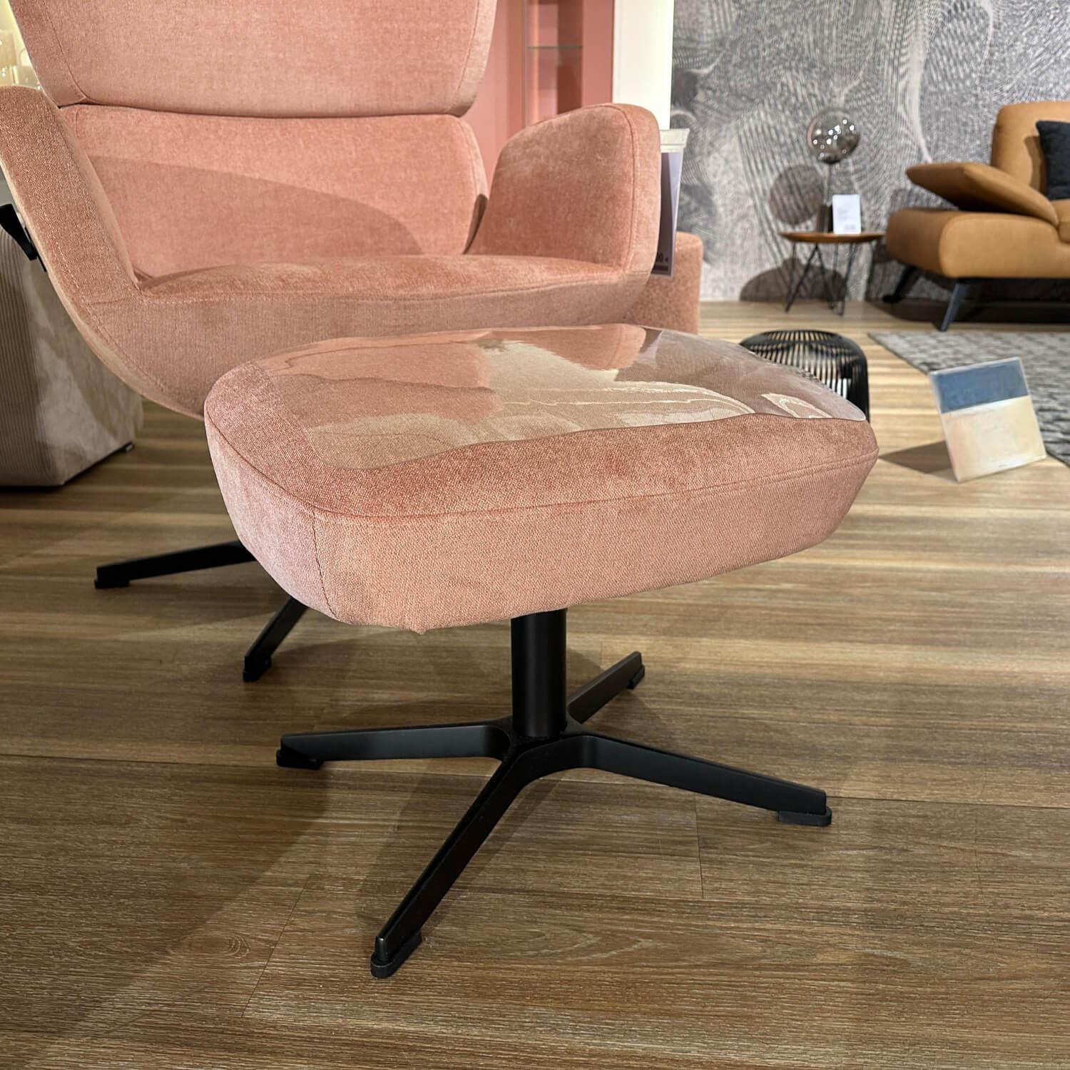 Conform - Sessel Turtle Stoff Velvety 1456 32 Peach Rosa Drehgestell Schwarz Lackiert Mit Hocker Und Verstellbarer Lehne - 6
