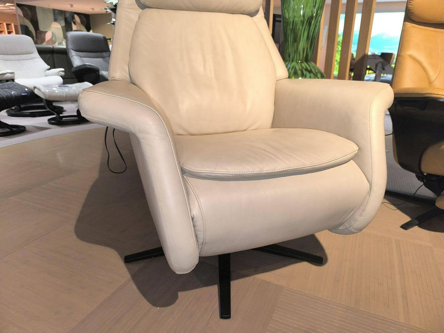 Stressless - Relaxsessel Sam Leder Paloma 37 Frog Creme Base 45 Gestell Matt Schwarz - 4