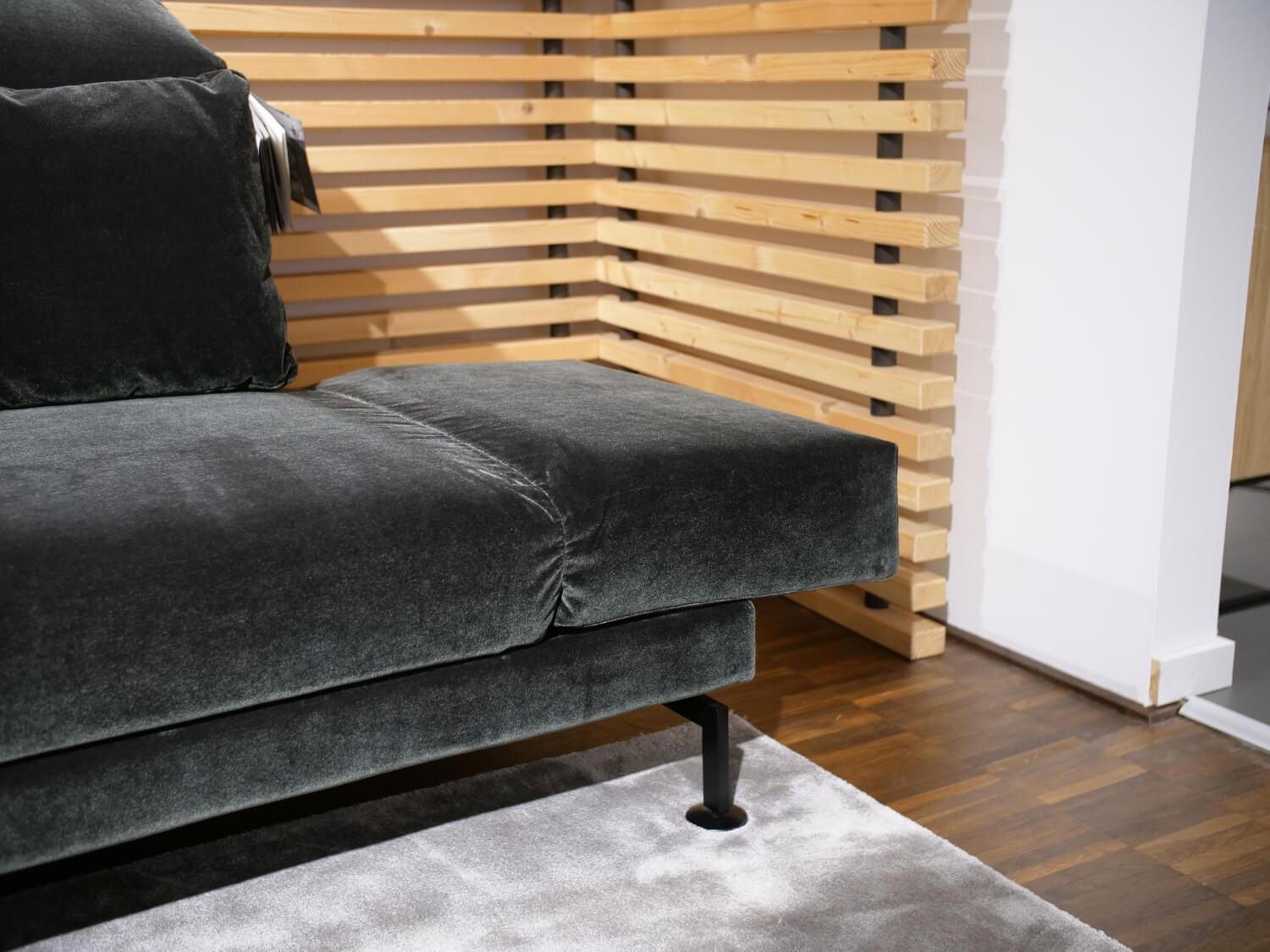 Brühl - Ecksofa Moule Medium Stoff 4473 98 Grau Ablage Leder Lama Grau Gestell Schwarz - 9