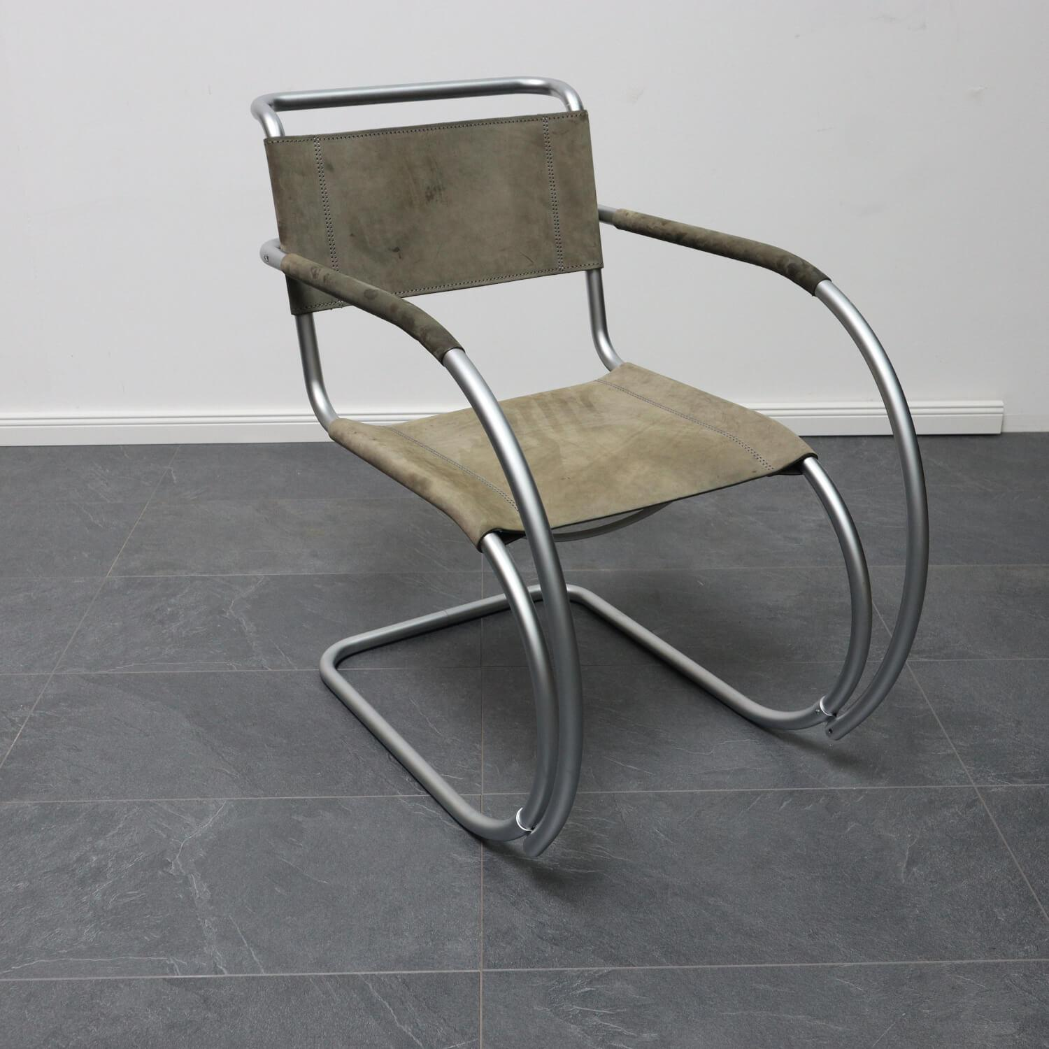 Thonet - Freischwingersessel S533 LF Bespannung Nubuktiertes Kernleder Anthrazit Gestell Perlglanzchrom - 2