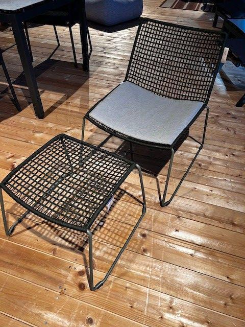 Weishäupl - Stuhl Slope Gestell Perlgrün Korpelgeflecht Moos mit Hocker - 2