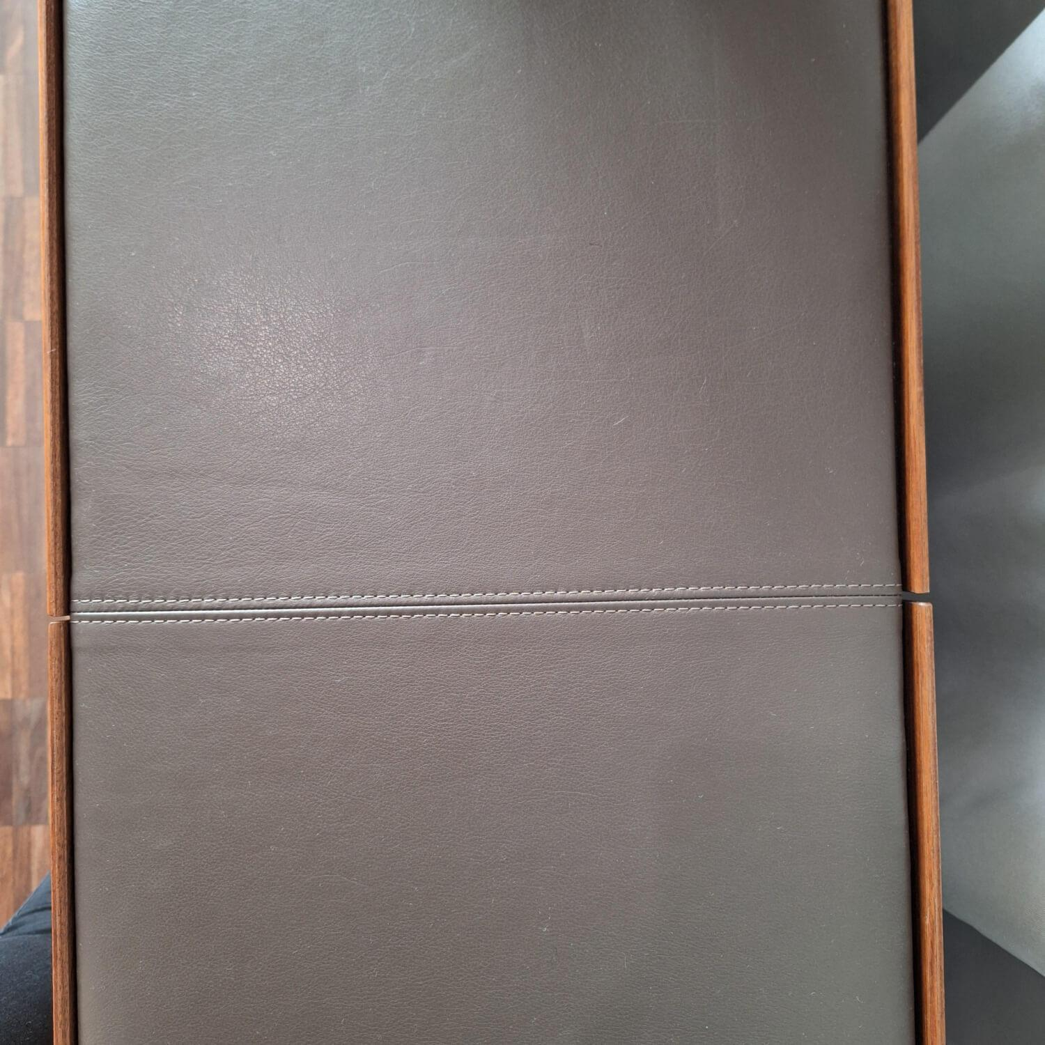 Interlübke - Sideboard Cube Nussbaum Canela Geölt Lederauflage Dunkelbraun Sockel Grau - 11