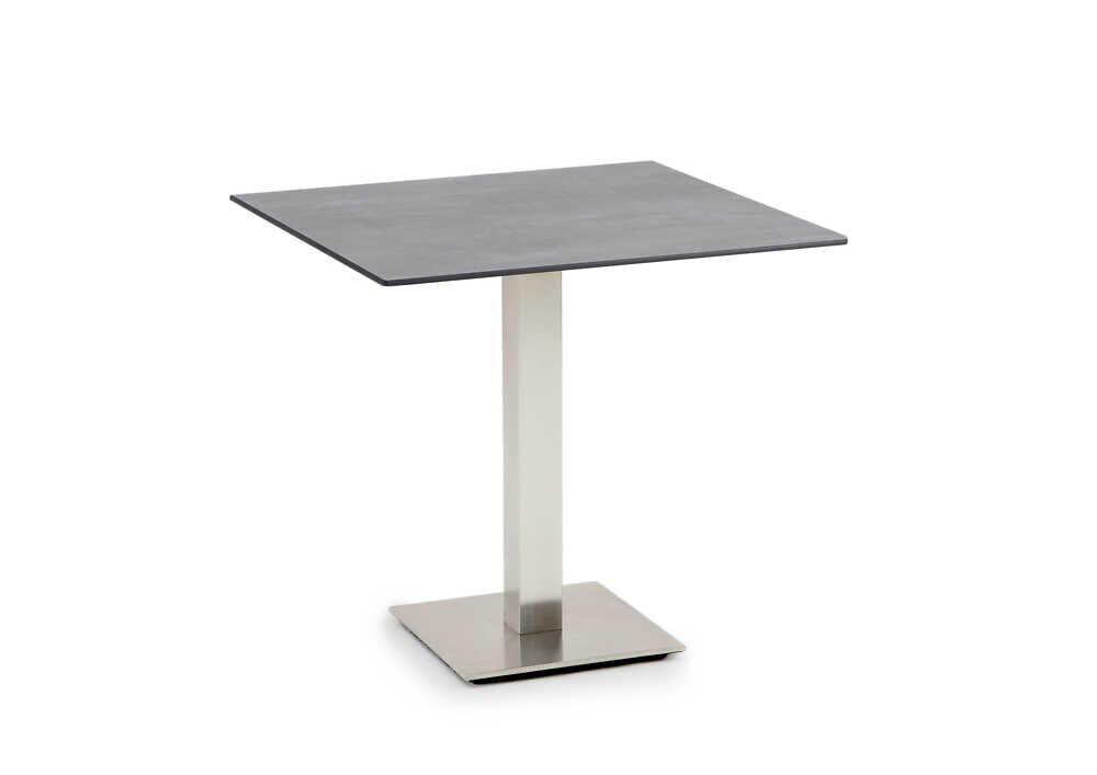Tisch Bistro Gestell Edelstahl Gebürstet Tischplatte HPL Beton
