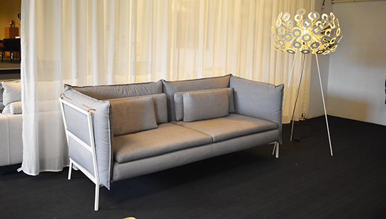Cappellini - Sofa Basket 3-Sitzer Stoff Grau Gestell Metall Weiß Matt - 4