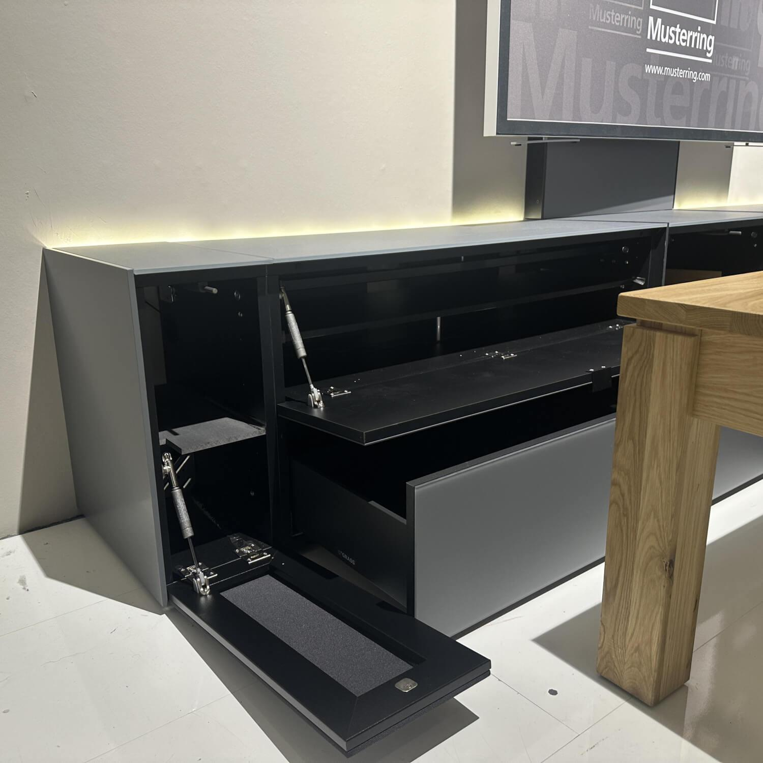 Musterring - Wohnwand Q Media 2.0 Lack Mattglas Grau Stoff Anthrazit 2 Mit Beleuchtung - 6