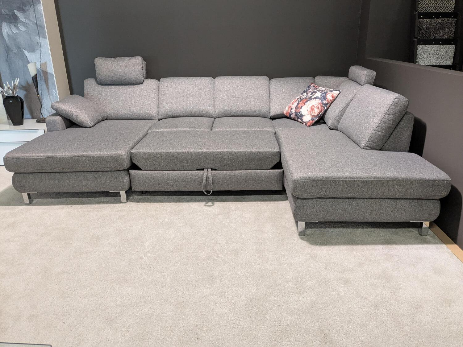 Musterring - Wohnlandschaft MR 365 Stoff Twice Grau mit 2 Kopfstützen - 7