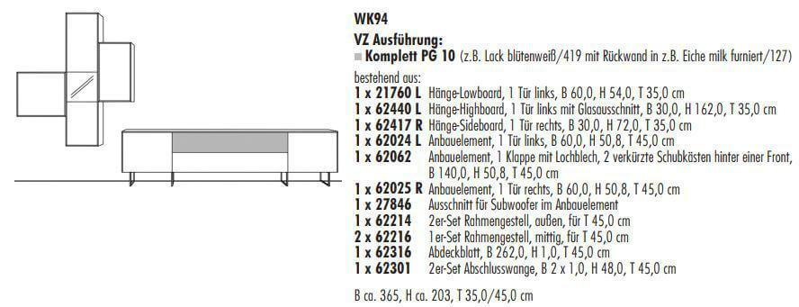 WK Wohnen - Wohnkombination WK 419 Intono Lack Steingrau Lack Quarz - 7