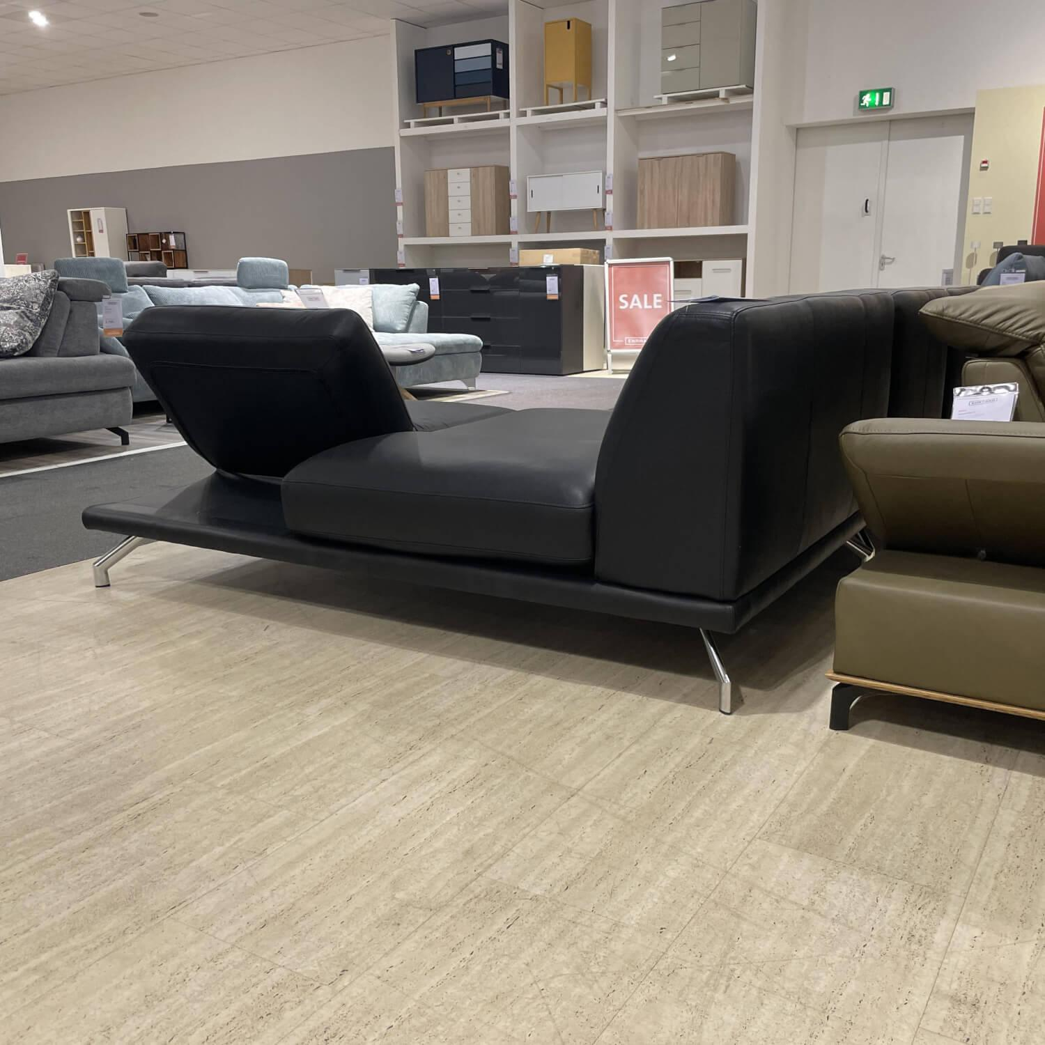 WK Wohnen - Eckgarnitur WK 650 Nalo Leder Anilin Pure Eco Nero Winkelfuß - 2