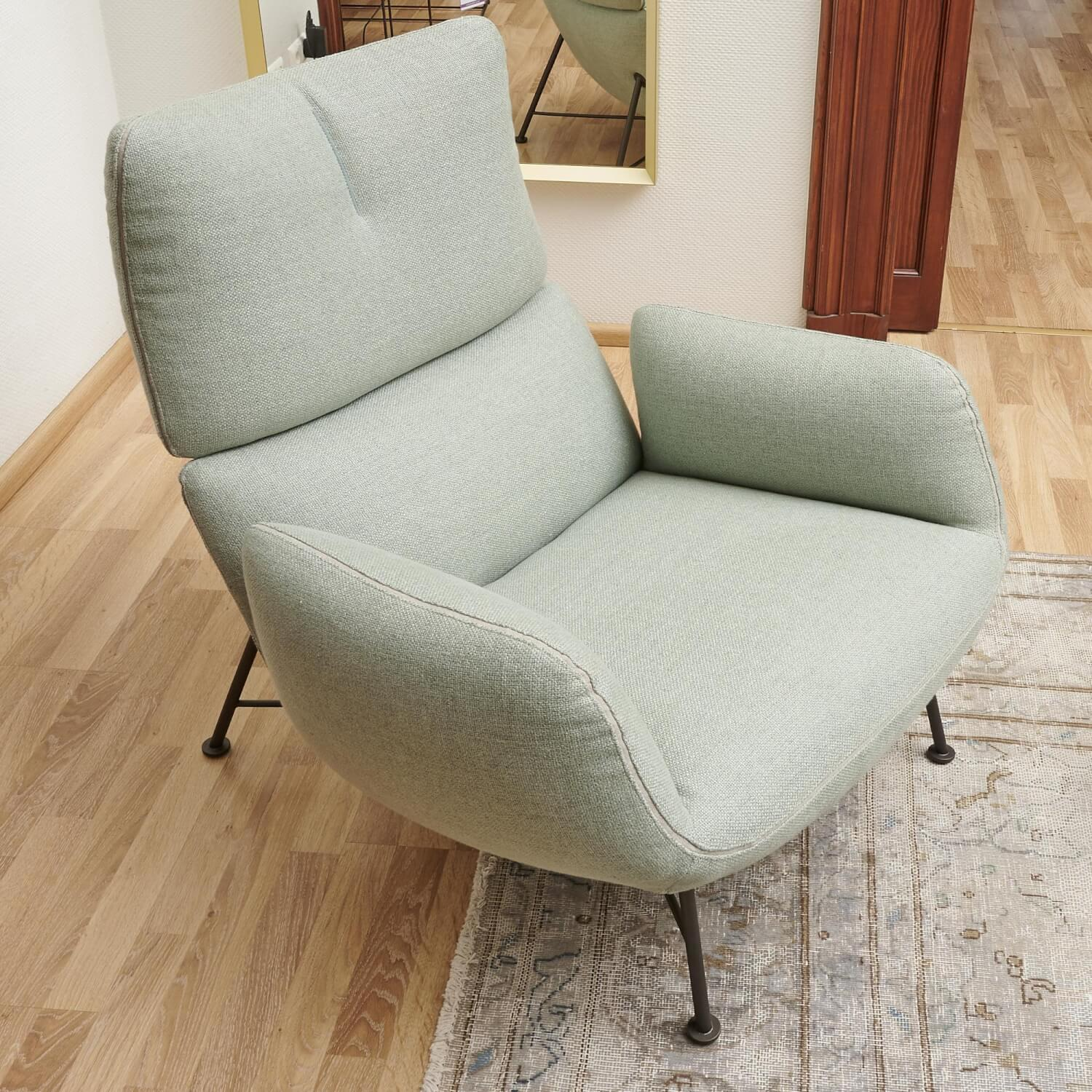 COR - Sessel Jalis Lounge Stoff 8305 Mintgrün Grün Grau Drahtgestell F01 Schwarzbraun Inklusive Hocker - 15