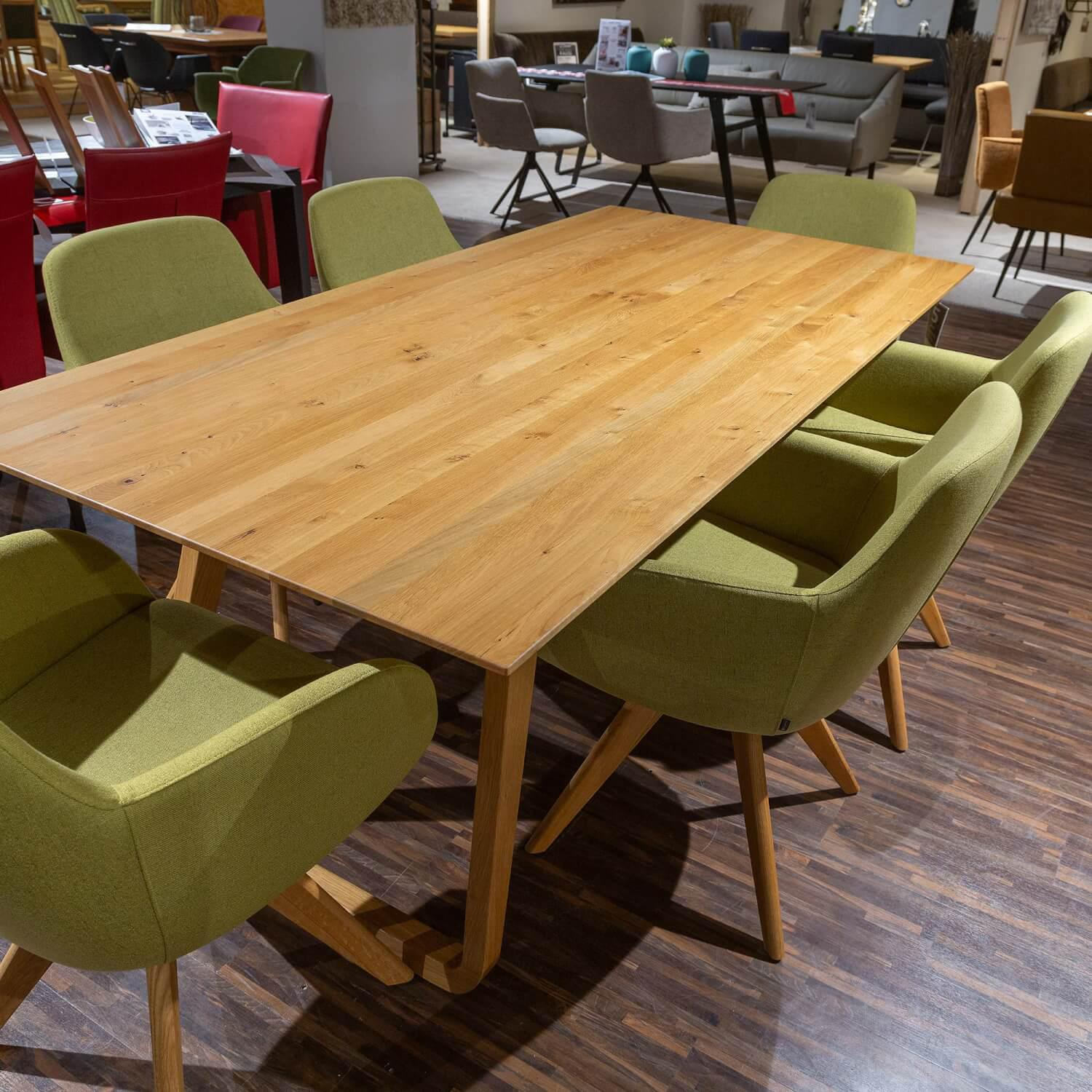 Musterring - 6er Set Schalensessel Tavia Stoff Florida Kiwi Grün Sitzschale Formschaum Stativgestell Wildeiche Massiv Geölt Ohne Tisch - 2