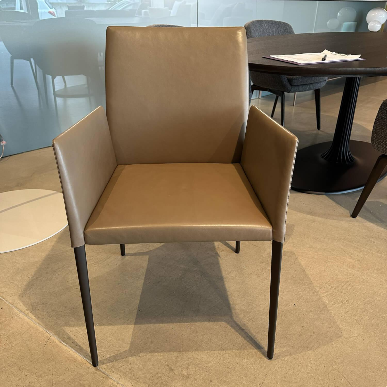 Walter Knoll - Stuhl Deen 1606 Leder Elen 1400 Fango Braun Gestell Stahl Bronze Schwarz Mit Teflongleiter Und Mittelhohem Rücken - 3