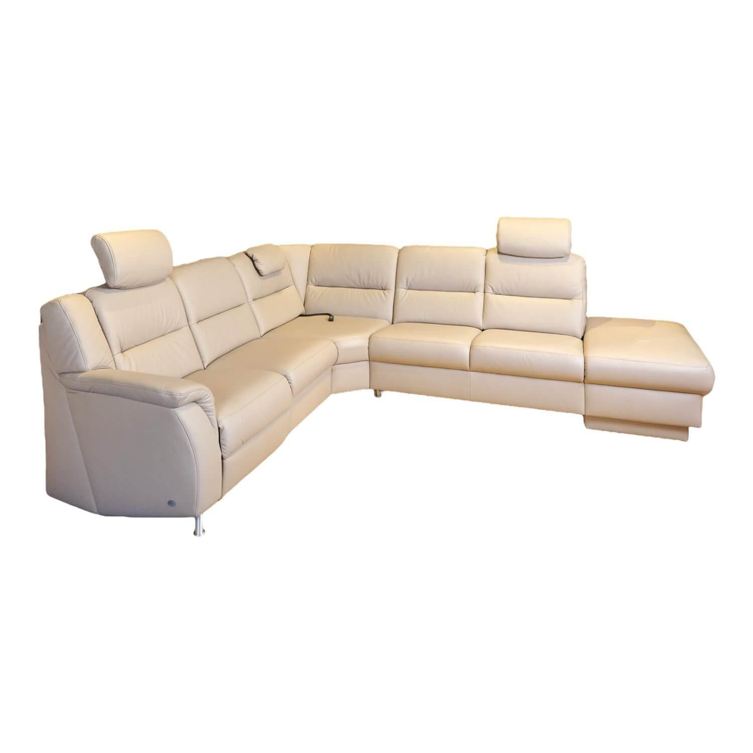 Sofa 1104 Leder LL22 Soft Grey Superlastic Med Sitze Inklusive Wall-Free Beschlag