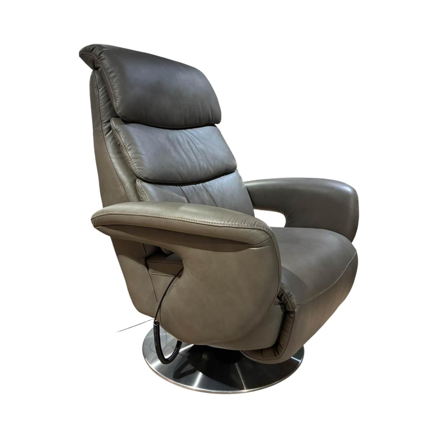 Comfortmaster - Relaxsessel XL CM HU1087 Leder Vivre Greystone Grau Drehteller Metall Silber - 1