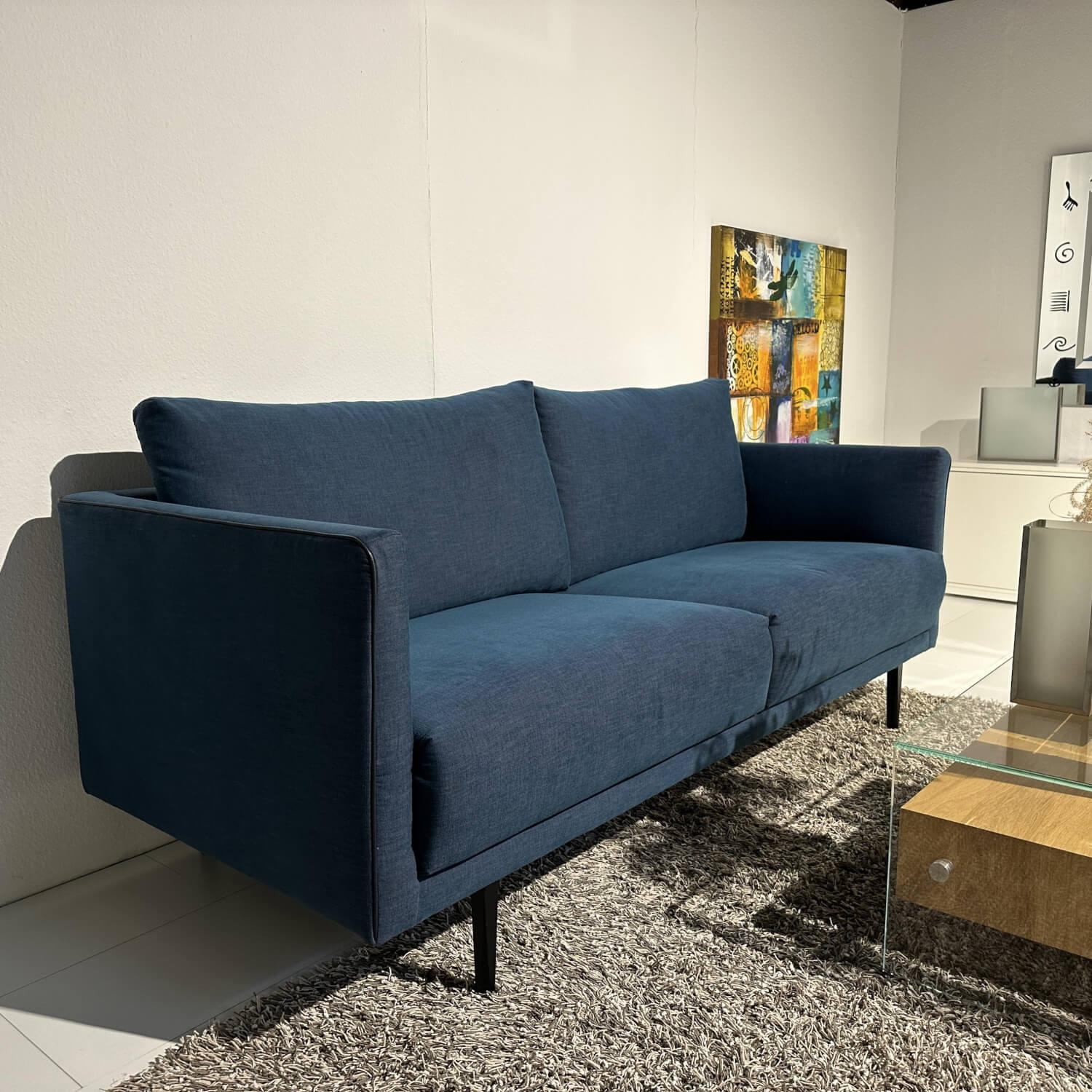 freistil Rolf Benz - Sofa Sob 133/202 fabric 4097 green blue solid steel base black - 6