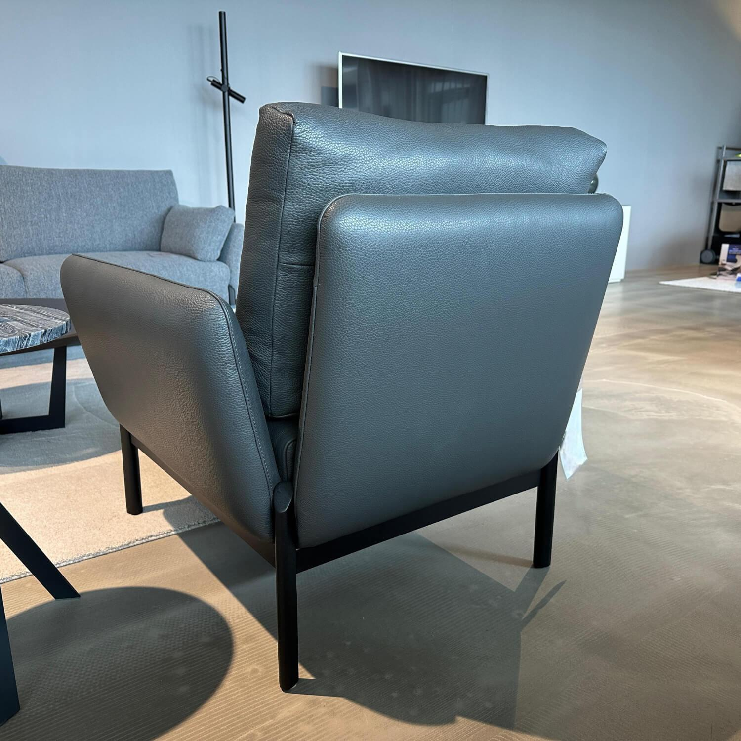 Leolux - Sessel Enna Leder Senso 3906 Ombra Grau Gestell Epoxy Granite Matt Anthrazit - 4