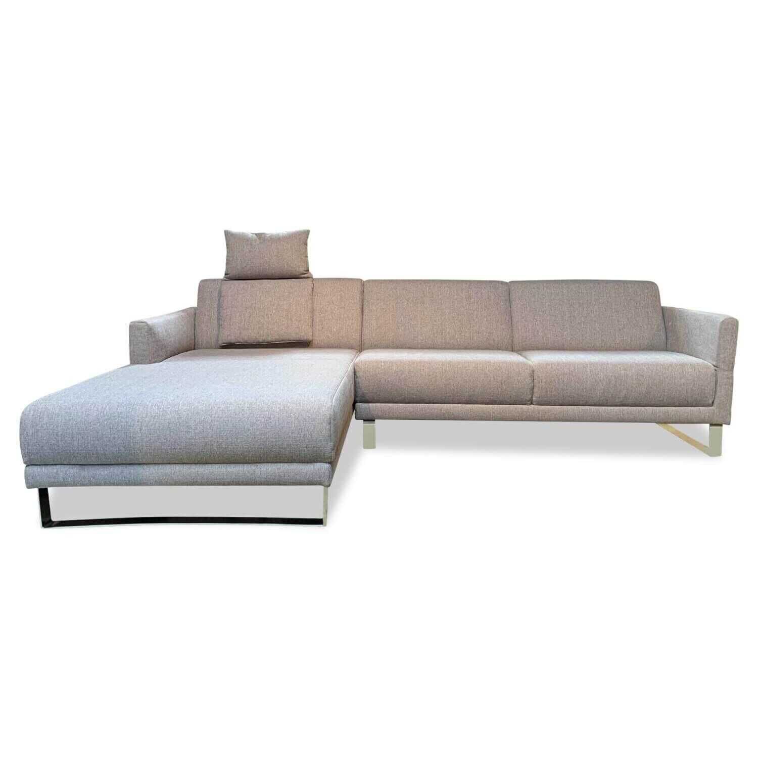 freistil Rolf Benz - Ecksofa Freistil 141 Stoff 1026 Grau mit Kopfstütze und Kissen - 1
