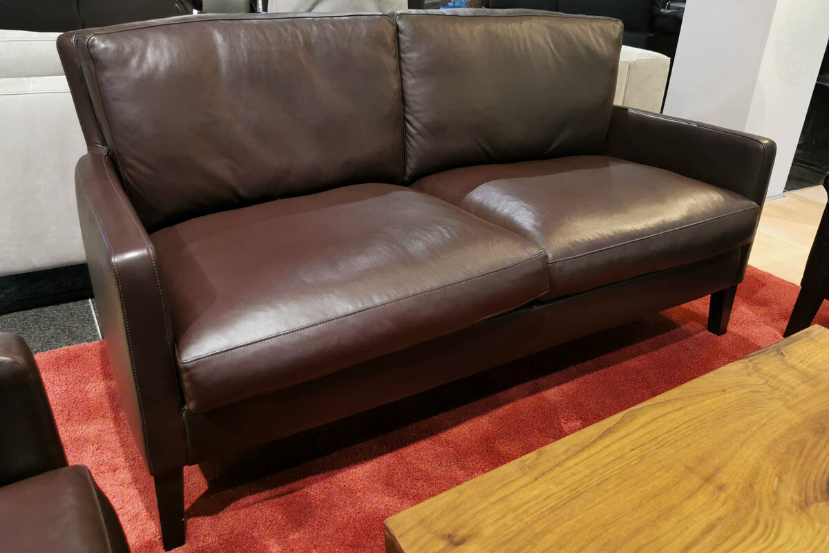 Werther - 2,5-Sitzer Sofa Premio Leder L7038D Dunkelbraun Gestell Eiche Wenge Gebeizt  - 2