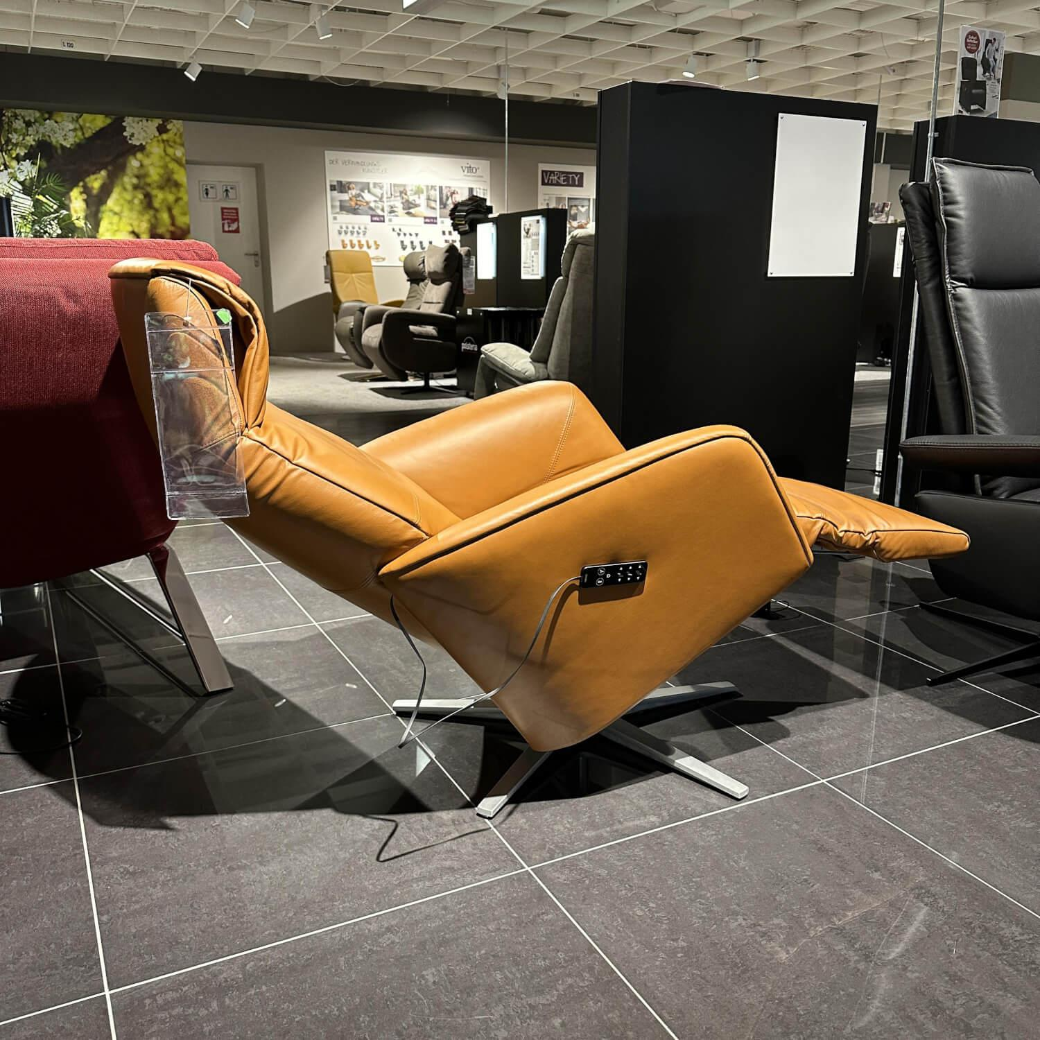 Stressless - Sessel Scott Power In Leder 094 Paloma 40 New Cognac Braun Gestell Sirius Base In Metall 46 Brushed Aluminium - 6