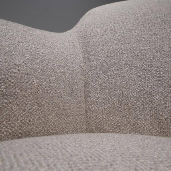 Poliform - Sessel Kaori Stoff Skyros Crema Beige Schale Kernleder Tortora Braun Beine Nickel Braun Matt Lackiert - 2