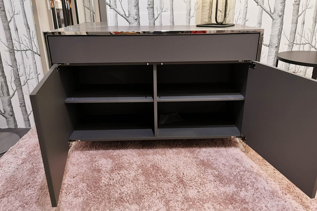 YOMEI - Kommode Smart Oberfläche Pantex Graphit Matt Gestell Edelstahl Poliert - 6