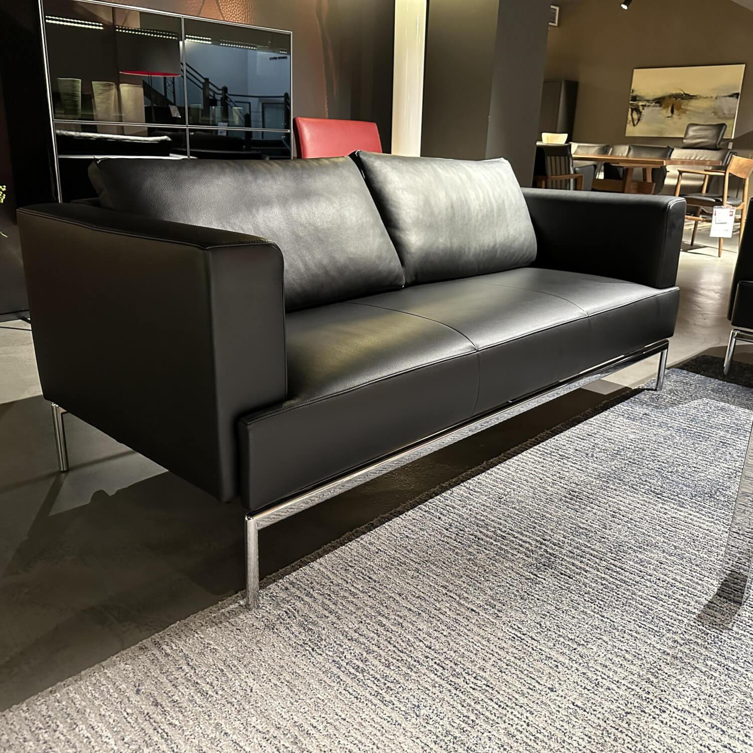 De Sede - Sofa Easy Leder A99 Schwarz Untergestell Hochglanz Verchromt - 2