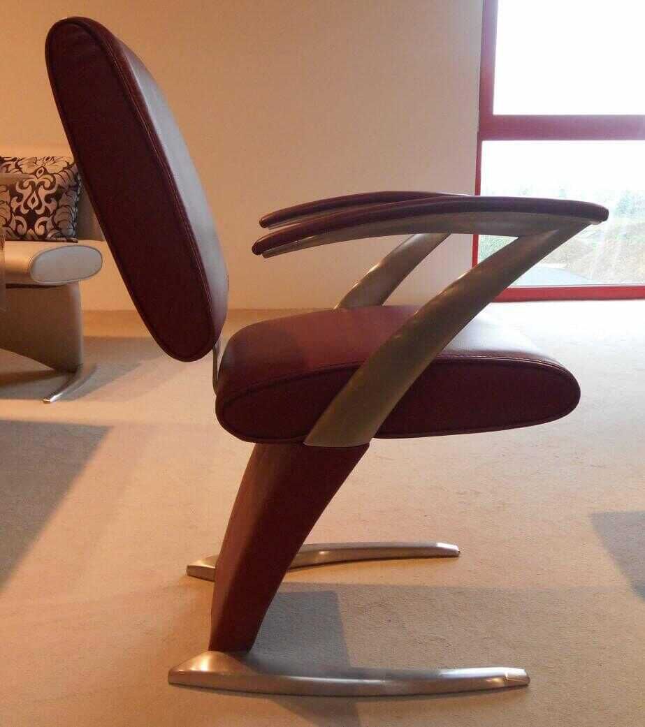 Musterring - Essgruppe Boom Leder Rot Braun Tisch Nussbaum - 5