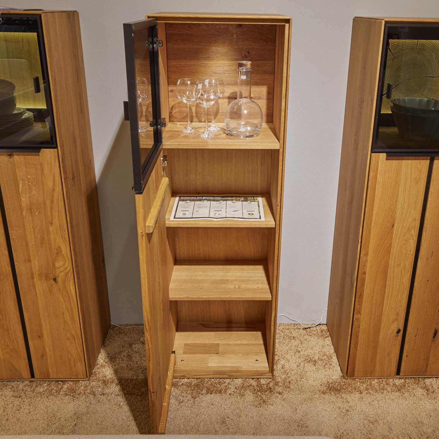 Decker - Highboard Valmondo Kendo Asteiche Natur Glas 7 Holz Front 22 Grau Special Inklusive LED-Einbaubeleuchtung Mit Funkdimmer - 3
