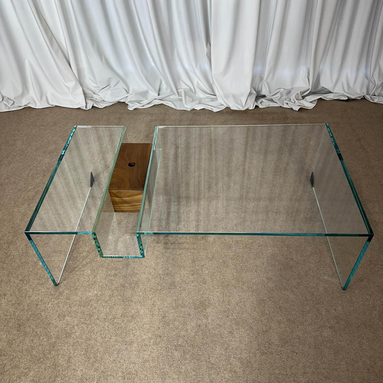 Domina - Couchtisch Glas Mit Holz Detail - 5