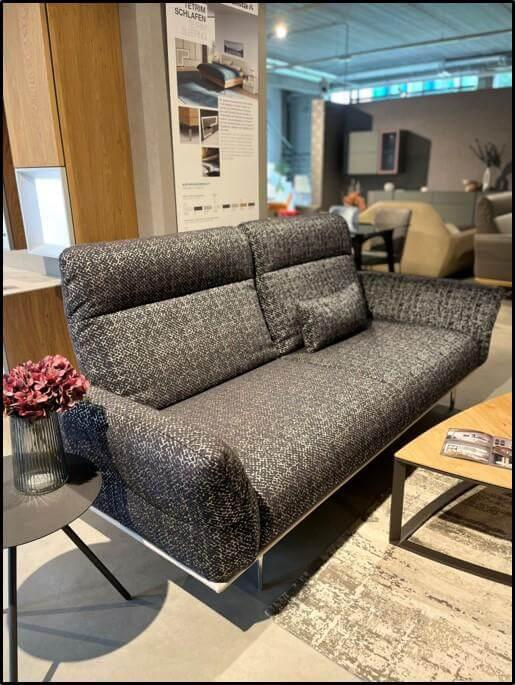 Hülsta - Sofa hs.460 Stoff 08274 Schwarz-Blau Füße Aluminium - 3