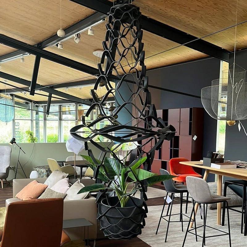 Walter Knoll - Pflanzenkübel Hanging Eden Lederstruktur Ringspaltleder Schwarz Mit Metallbefestigung - 6