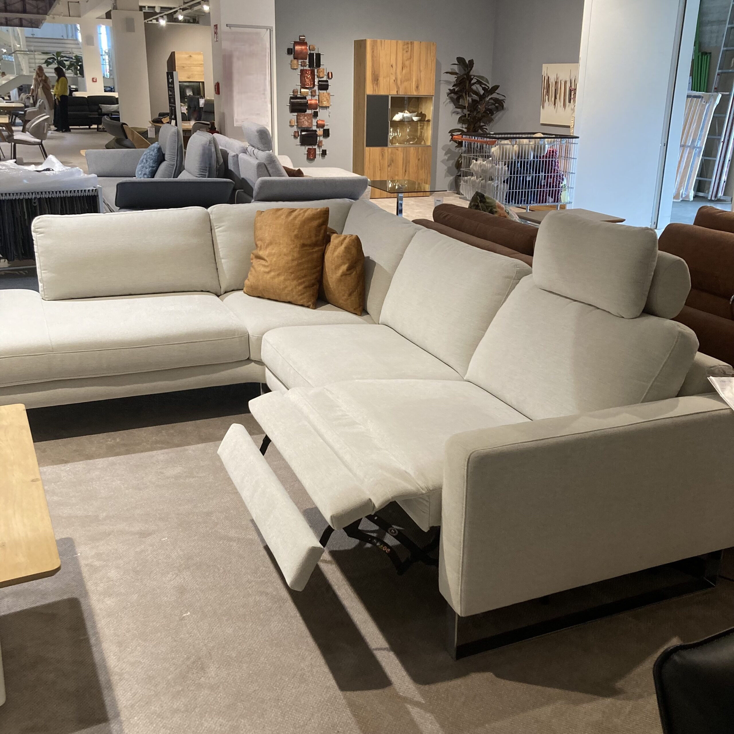 Comfort Republic - Ecksofa Anna A Stoff Carmen Naturel Beige Kufengestell Metall Chromfarbig Mit Motorischer Relaxfunktion - 2