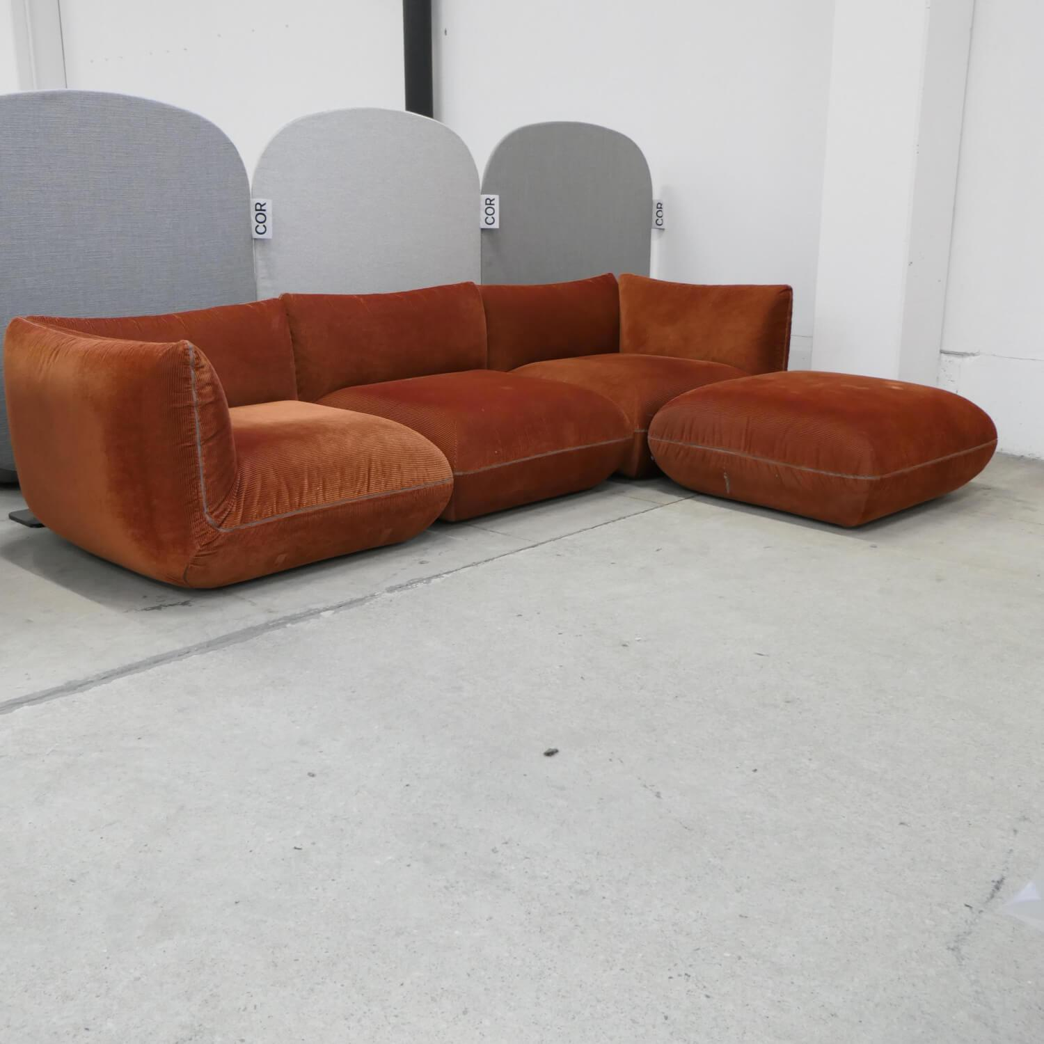 COR - Sofa Jalis 21 Stoff 9072 Kürbis Orange Rot Nahtband 5091 Mittelgrau - 4