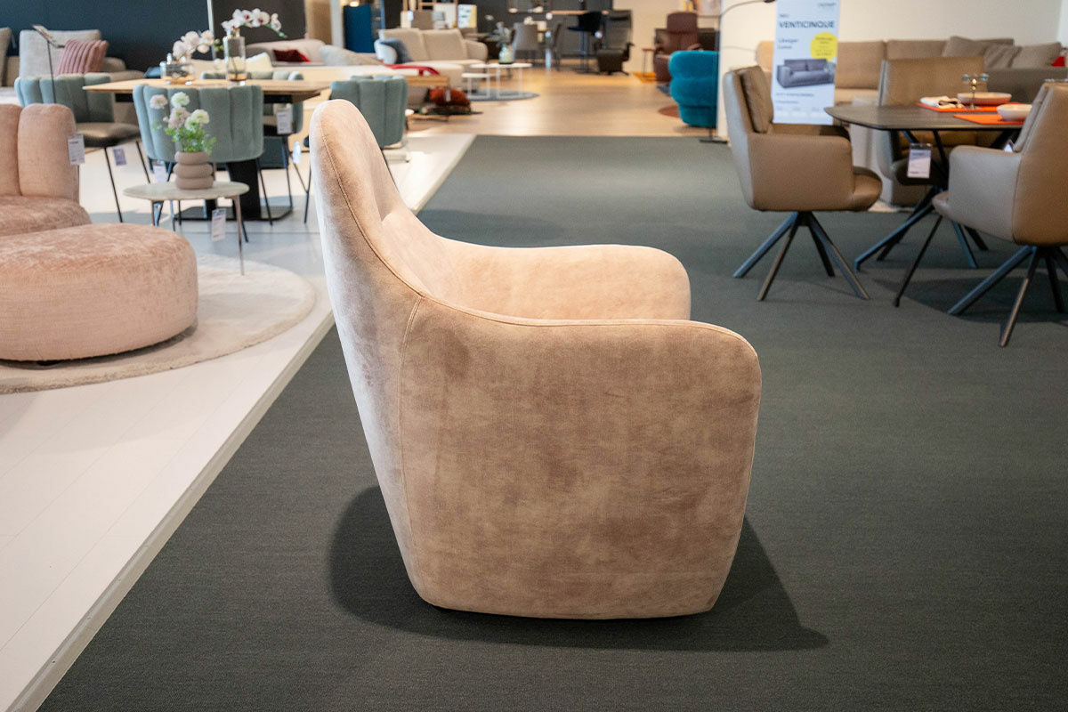 Wittmann - Sessel Bonnie Stoff Riviera Sand Beige Füße Schwarz Gebeizt - 5