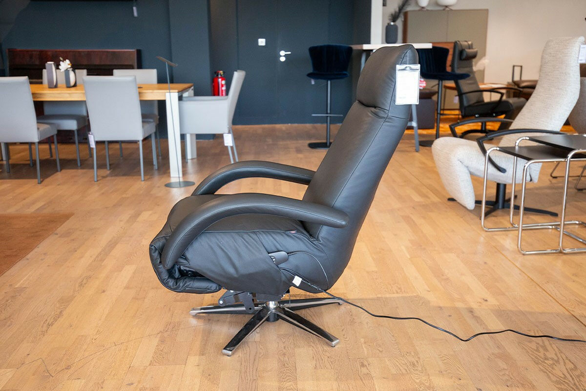 Strässle - Relaxsessel Simba Leder Pampas 70540 Schwarz Gestell Aluminium 3-Motorisch - 4