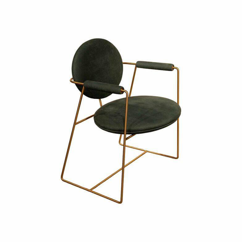 Baxter - Armlehnstuhl Gemma Leder Kashmir Petrol Blau Gestell Messing - 1