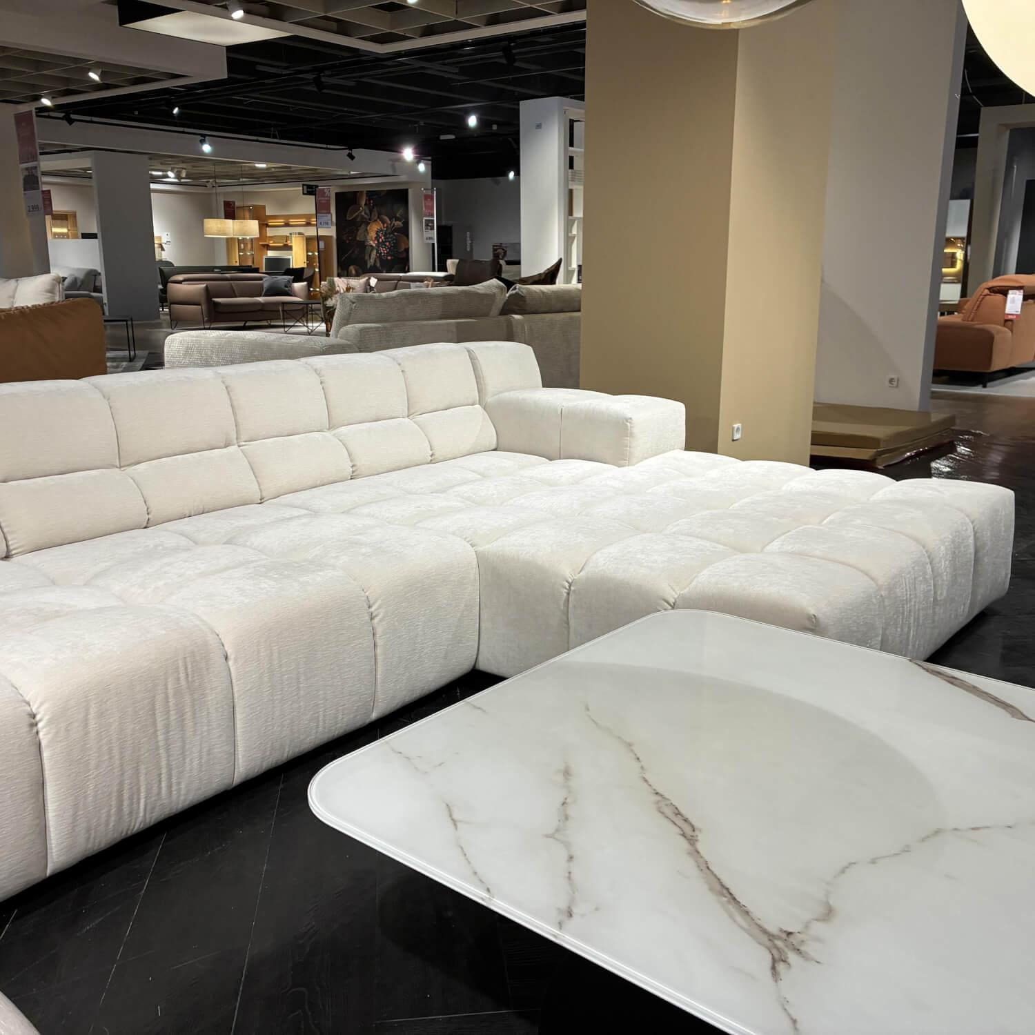 Eigene Herstellung - MARKE DESIGNWERK ANLEGEN / Ecksofa Temple Stoff Earth Ivory Weiß Metallfuß Schwarz Matt B - 3